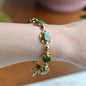 Vintage Alice Caviness Jade Bracelet | 12K Gold Filled Filigree Link | Signed A. Caviness Designer Jewelry | 7.5"