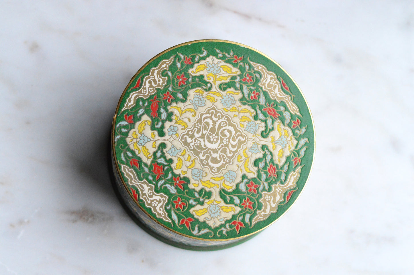 NOS Vintage Coty Emeraude Dusting Powder | Unopened and Full | Tin Bottom Large Box & Original Puff | 1940s-50s Vanity Deadstock