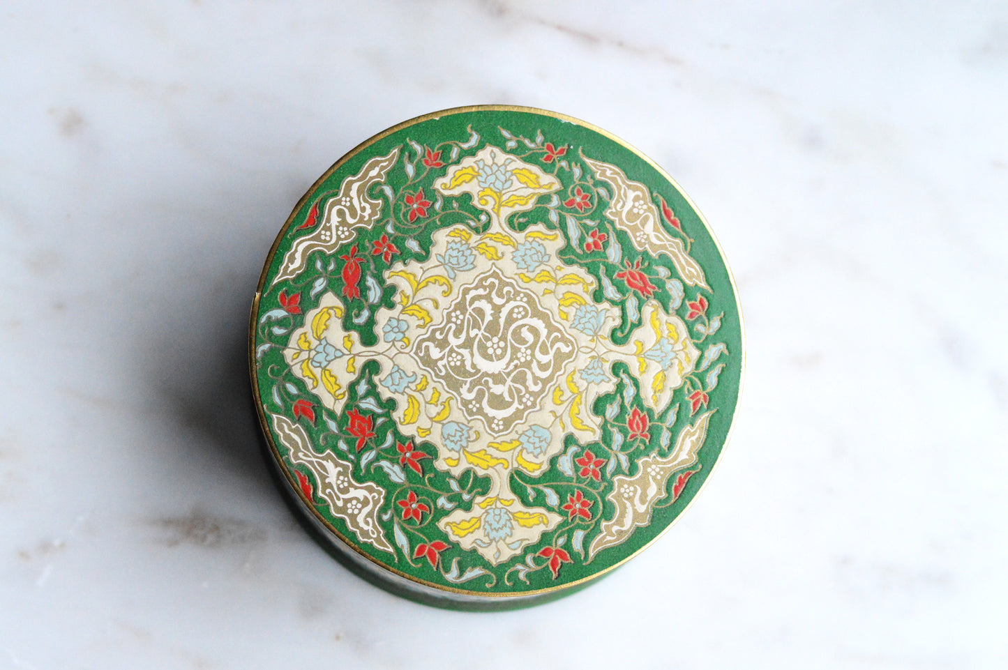 NOS Vintage Coty Emeraude Dusting Powder | Unopened and Full | Tin Bottom Large Box & Original Puff | 1940s-50s Vanity Deadstock