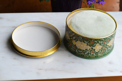 NOS Vintage Coty Emeraude Dusting Powder | Unopened and Full | Tin Bottom Large Box & Original Puff | 1940s-50s Vanity Deadstock