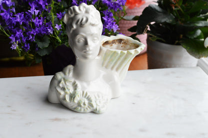 Vintage Haeger Lady Head Vase | 5.5" White Ceramic Bust Planter | Mid-Century Hollywood Regency | Authentic Used Patina