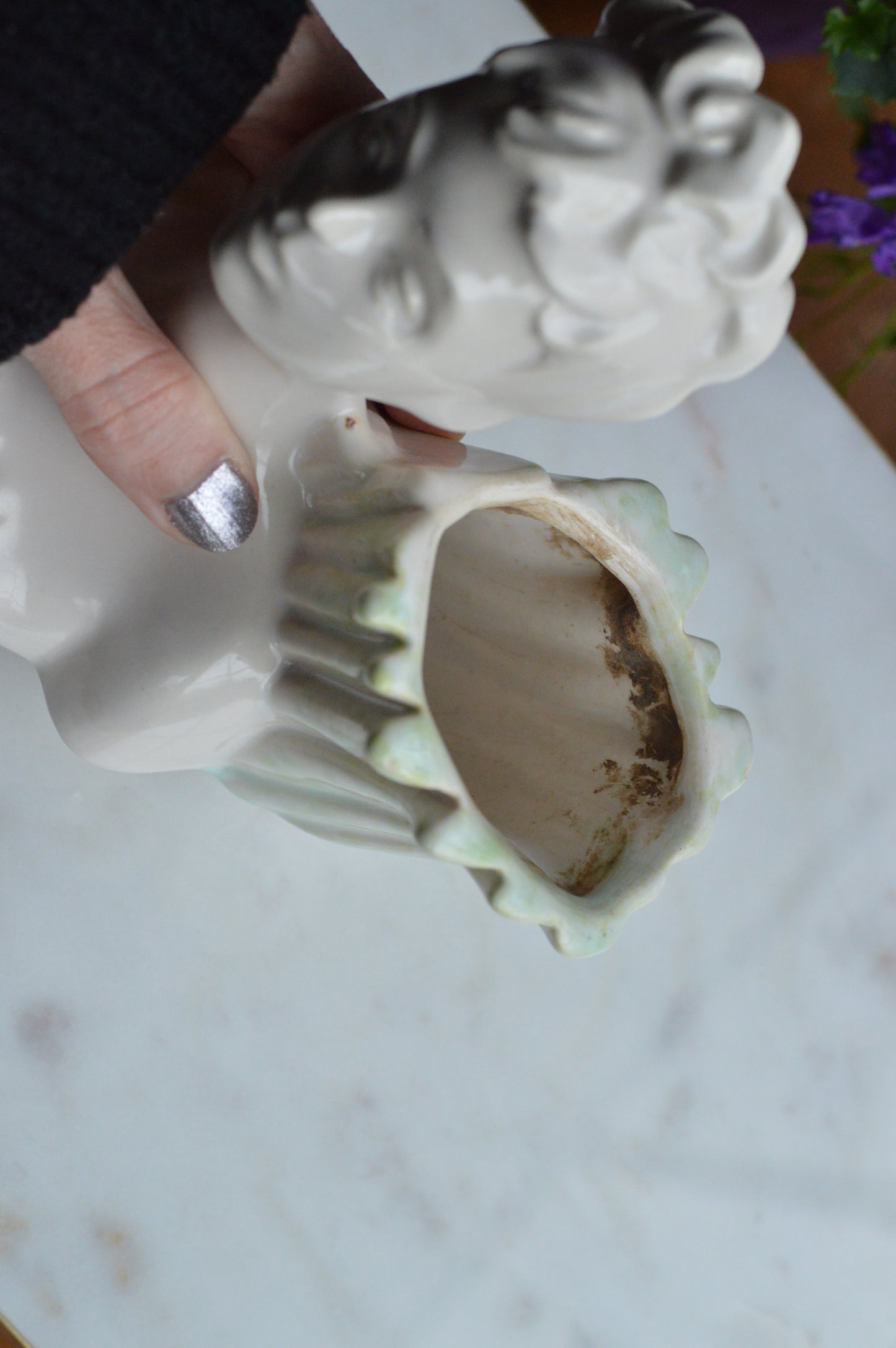 Vintage Haeger Lady Head Vase | 5.5" White Ceramic Bust Planter | Mid-Century Hollywood Regency | Authentic Used Patina
