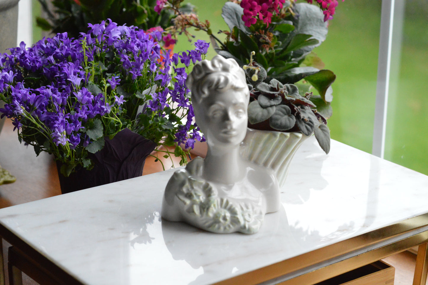 Vintage Haeger Lady Head Vase | 5.5" White Ceramic Bust Planter | Mid-Century Hollywood Regency | Authentic Used Patina