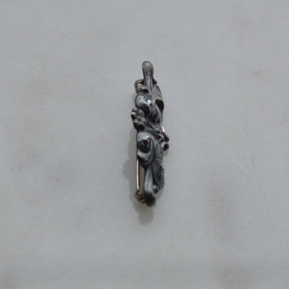 Antique Sterling Silver Art Nouveau Bar Pin | 1.5" High Relief Dual Profiles | Rare Jeweler's Safety Lever | c. 1900