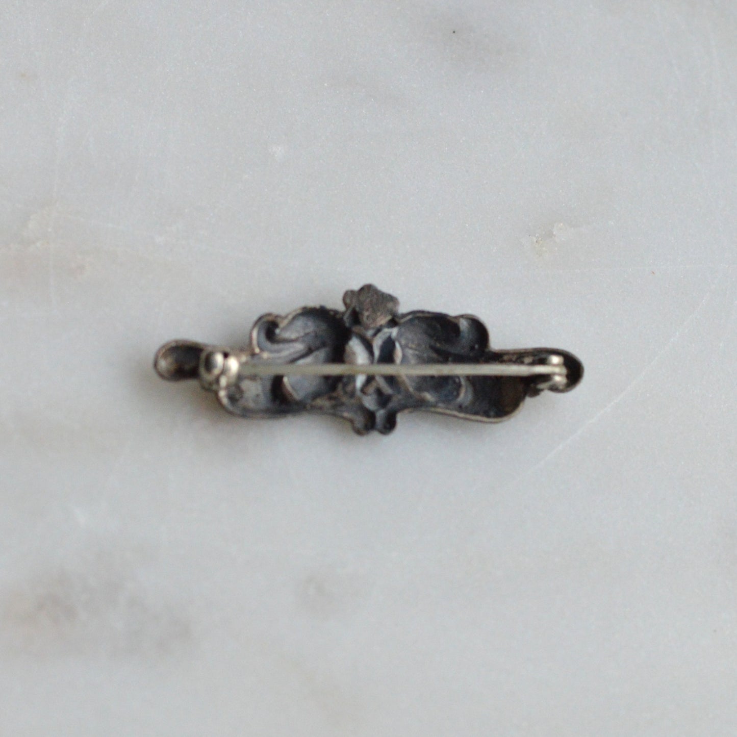 Antique Sterling Silver Art Nouveau Bar Pin | 1.5" High Relief Dual Profiles | Rare Jeweler's Safety Lever | c. 1900