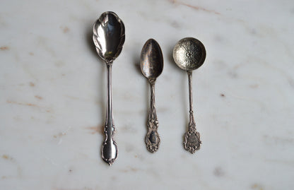 Antique & Vintage Silver-Plated Spoon Trio – Curated Collector’s Lot