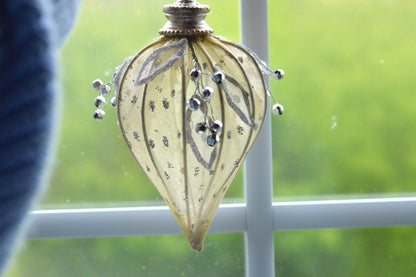 Vintage Katherine's Collection Rare Mesh Beads Ornament | 7" Victorian Teardrop | Gold & Silver Berry Artisan Holiday