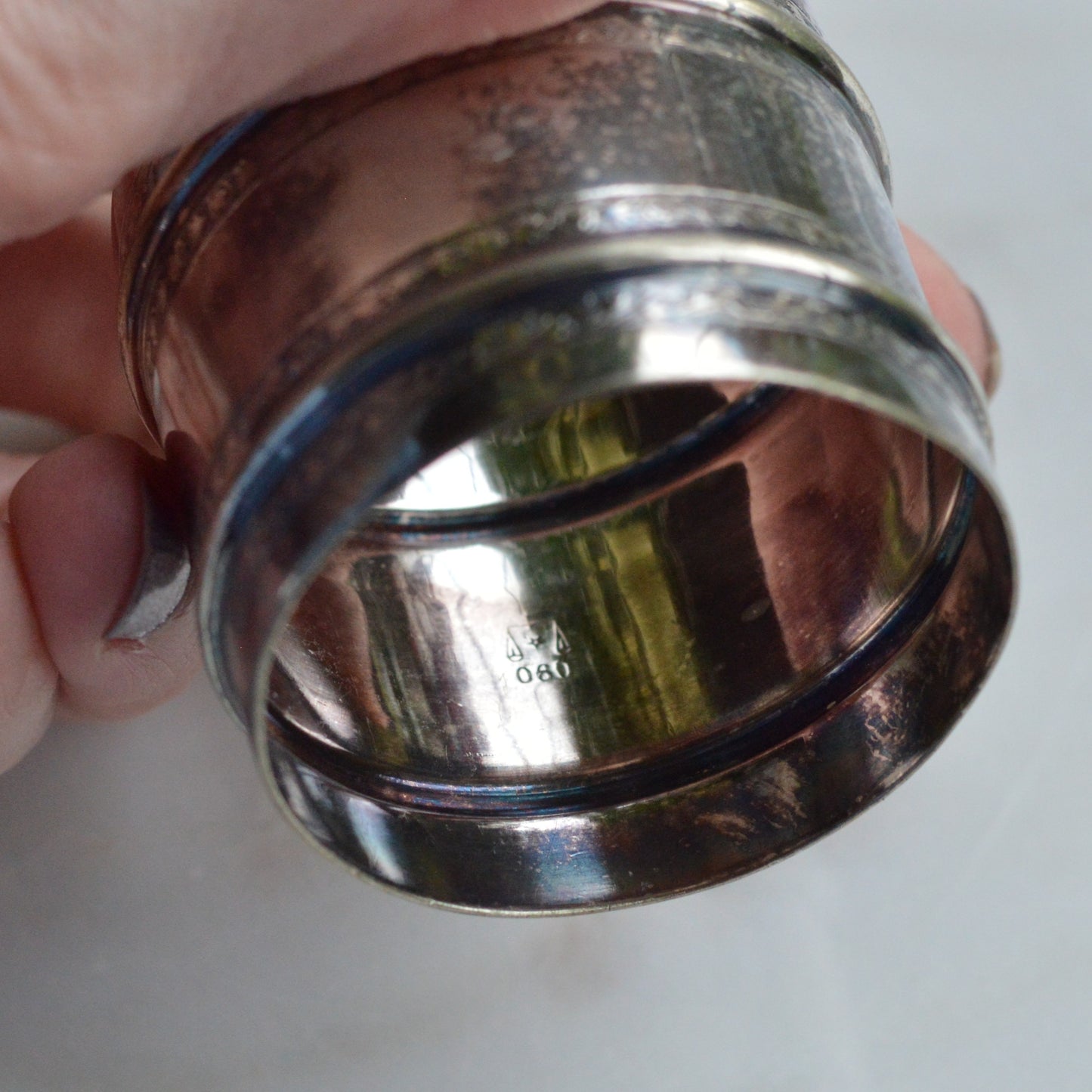 Antique German 800 Silver Napkin Ring | Engraved "Arthur" | 34g Heavy Solid Silver | Ornate Victorian Floral | "080" Hallmarked