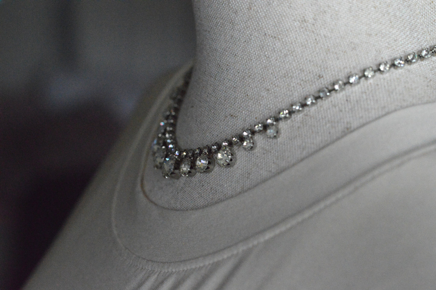 Vintage 1950s Rhinestone Choker Necklace | 15.5" Adjustable Graduated Crystal Pin | J-Hook Clasp | Mid-Century Bridal Statement Jewelry