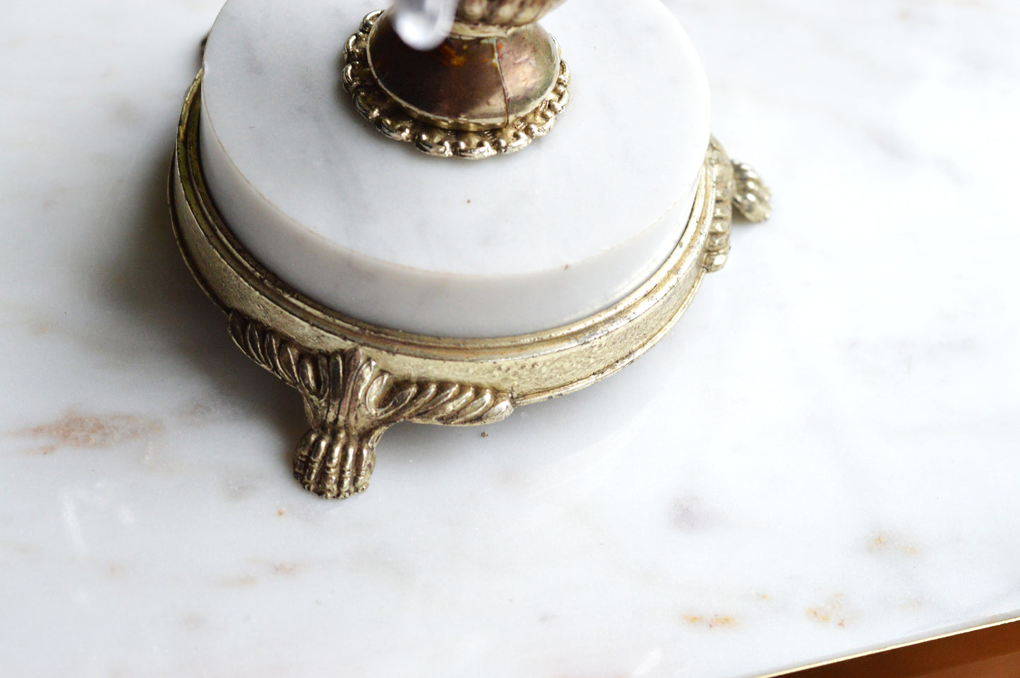 Vintage Antoinette 5-Arm Candelabra | Hollywood Regency Design | Italian Marble Base & Real Glass Crystals | 12.25” Ornate Centerpiece