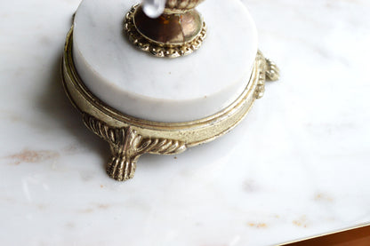 Vintage Antoinette 5-Arm Candelabra | Hollywood Regency Design | Italian Marble Base & Real Glass Crystals | 12.25” Ornate Centerpiece