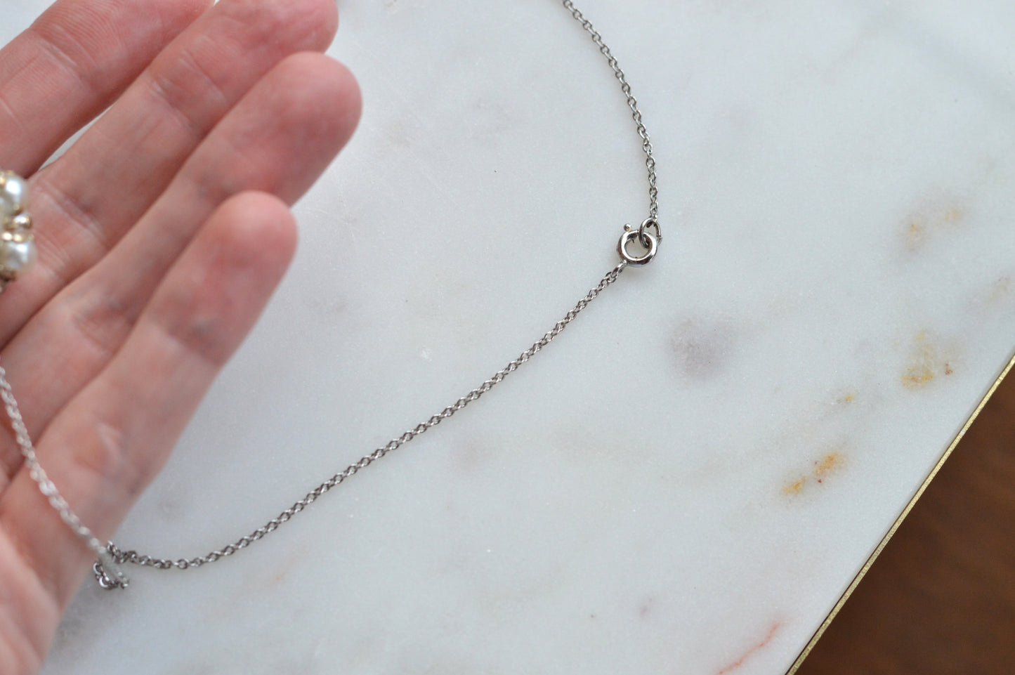 Vintage 1970's 1-Inch Pavé Pearl & Rhinestone Orb Statement Choker