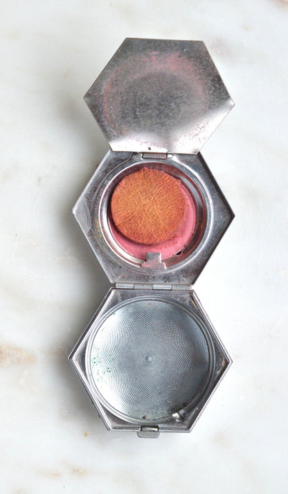 Vintage Houbigant Art Deco Hexagonal "Flower Basket" Compact