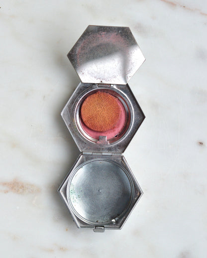 Vintage Houbigant Art Deco Hexagonal "Flower Basket" Compact