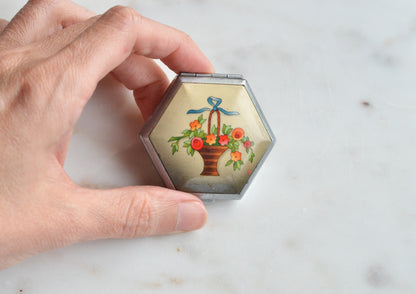 Vintage Houbigant Art Deco Hexagonal "Flower Basket" Compact