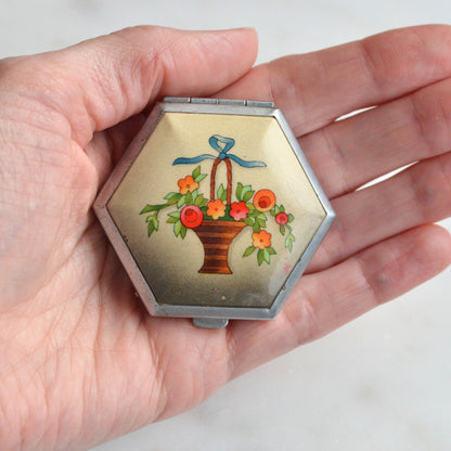 Vintage Houbigant Art Deco Hexagonal "Flower Basket" Compact