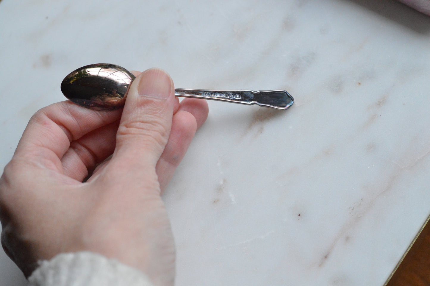 Set of 6 Vintage German Wellner A L Germany Demitasse Spoons, Boxed 3.8"