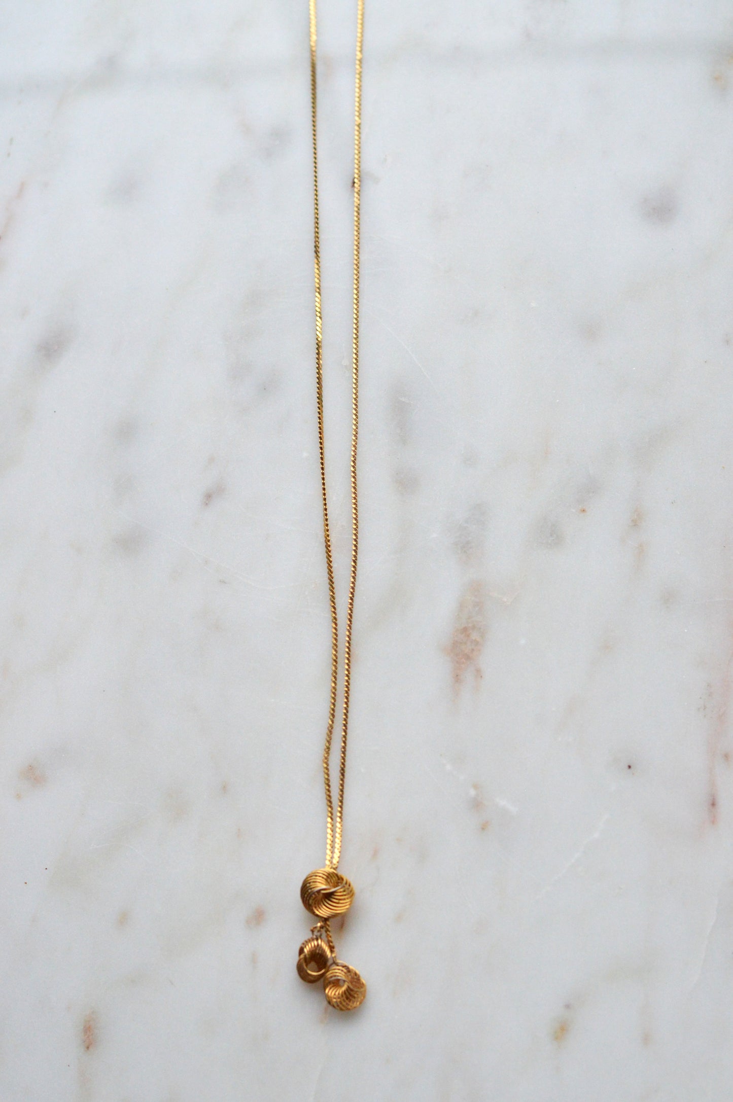 Vintage Gold-Tone Triple Love Knot Drop Necklace