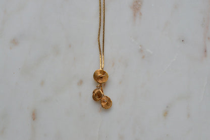 Vintage Gold-Tone Triple Love Knot Drop Necklace