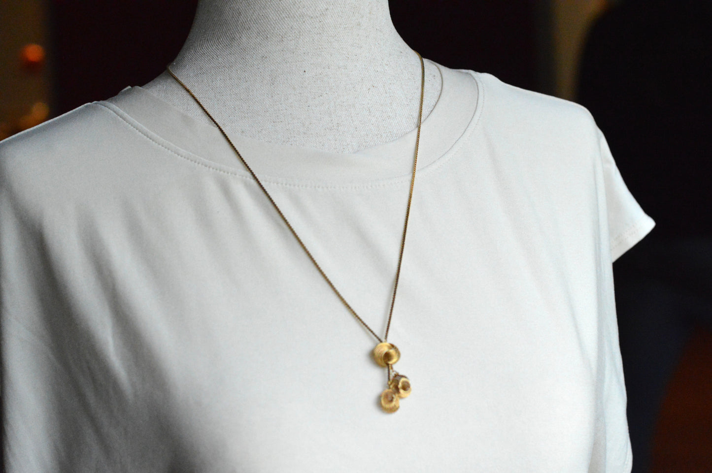 Vintage Gold-Tone Triple Love Knot Drop Necklace