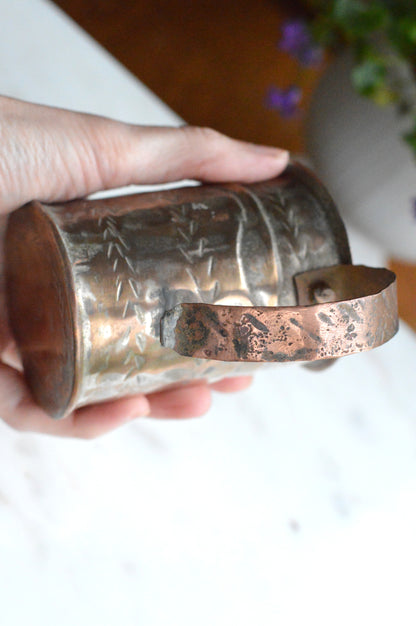 Antique Hand-Chased Copper Measuring Pitcher