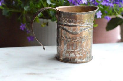 Antique Hand-Chased Copper Measuring Pitcher