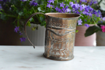 Antique Hand-Chased Copper Measuring Pitcher