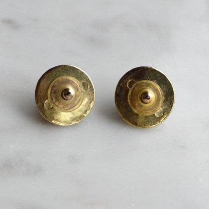 Vintage 1980s Etruscan Revival Faux Jasper Button Earrings