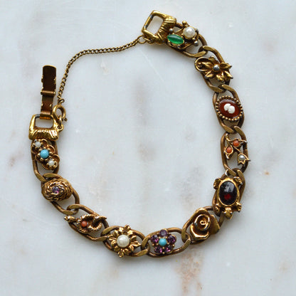 Vintage Signed Goldette N.Y. Victorian Revival Slide Bracelet