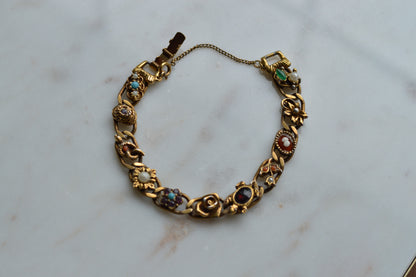 Vintage Signed Goldette N.Y. Victorian Revival Slide Bracelet