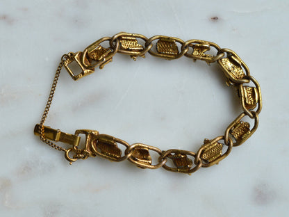 Vintage Signed Goldette N.Y. Victorian Revival Slide Bracelet