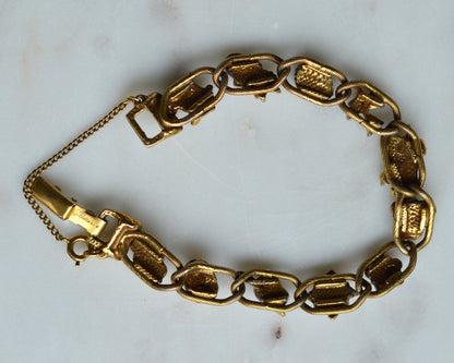 Vintage Signed Goldette N.Y. Victorian Revival Slide Bracelet