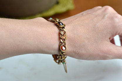 Vintage Signed Goldette N.Y. Victorian Revival Slide Bracelet