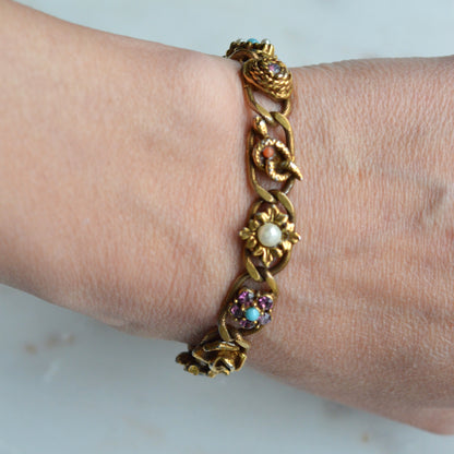 Vintage Signed Goldette N.Y. Victorian Revival Slide Bracelet