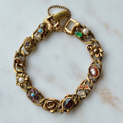 Vintage Signed Goldette N.Y. Victorian Revival Slide Bracelet