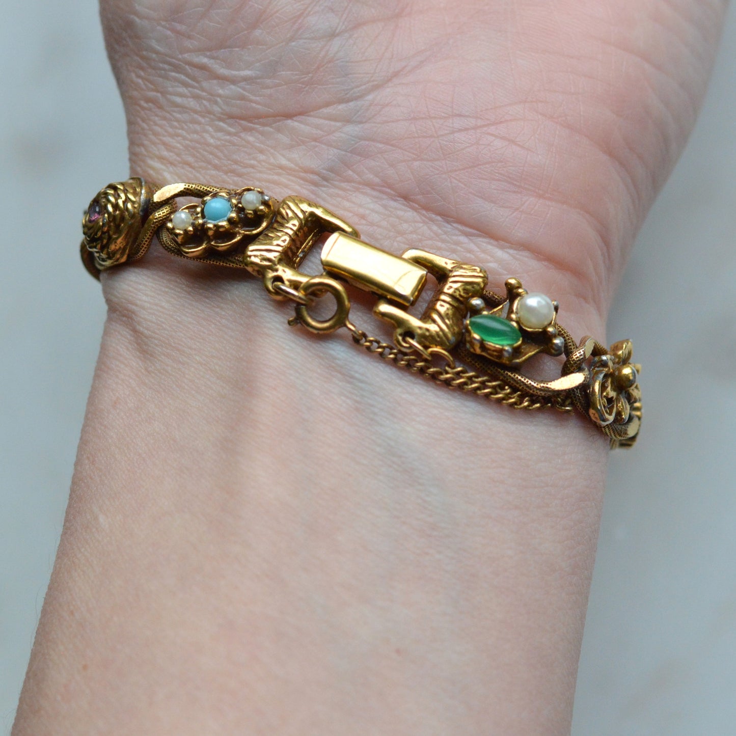 Vintage Signed Goldette N.Y. Victorian Revival Slide Bracelet