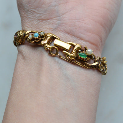Vintage Signed Goldette N.Y. Victorian Revival Slide Bracelet