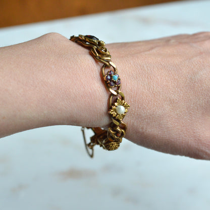 Vintage Signed Goldette N.Y. Victorian Revival Slide Bracelet