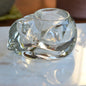 Vintage Indiana Glass Sleeping Cat Votive Candle Holder Clear Crystal #4458