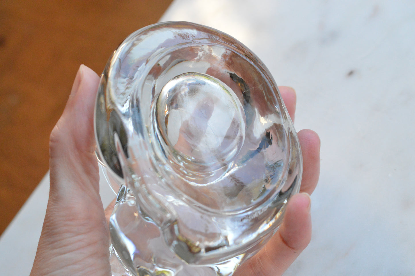 Vintage Indiana Glass Sleeping Cat Votive Candle Holder Clear Crystal #4458