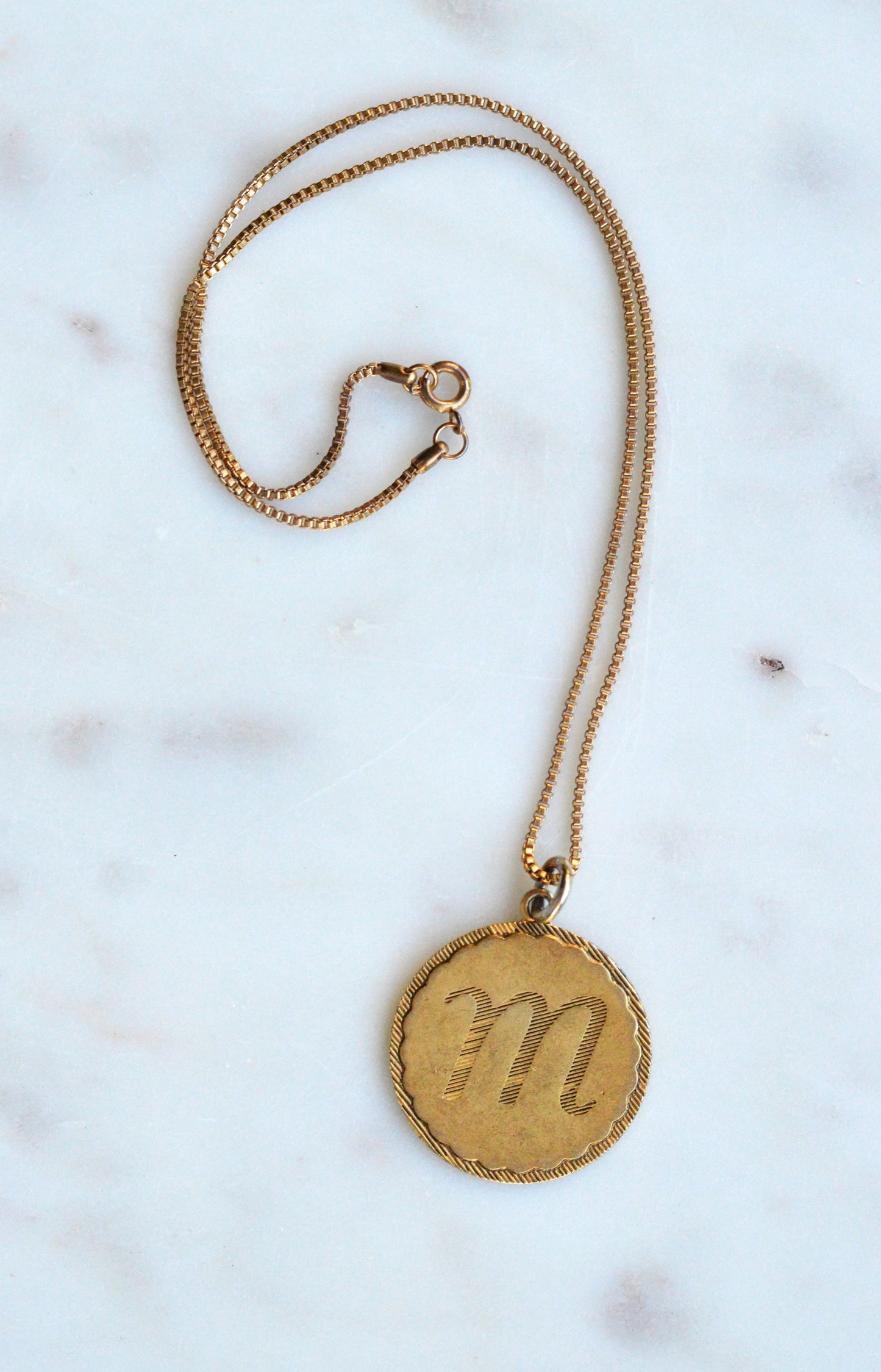 Vintage 1960s Mid-Century "M" Initial Medallion Necklace