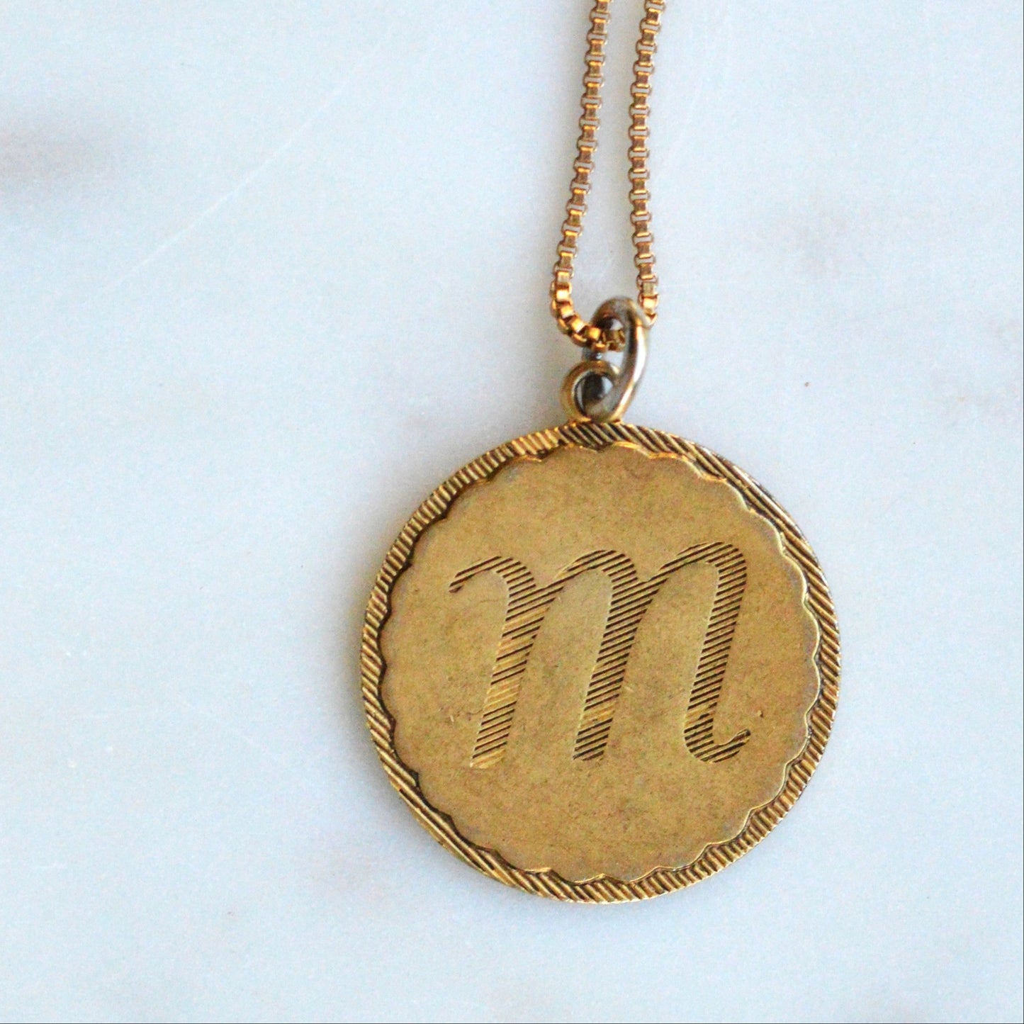 Vintage 1960s Mid-Century "M" Initial Medallion Necklace