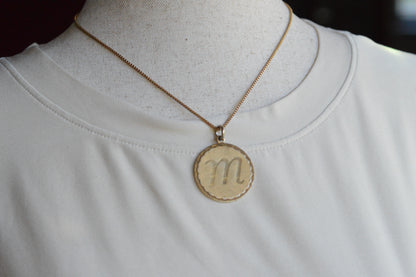 Vintage 1960s Mid-Century "M" Initial Medallion Necklace