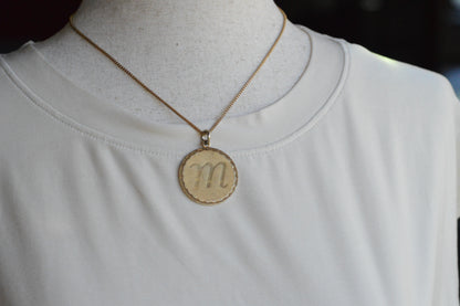 Vintage 1960s Mid-Century "M" Initial Medallion Necklace