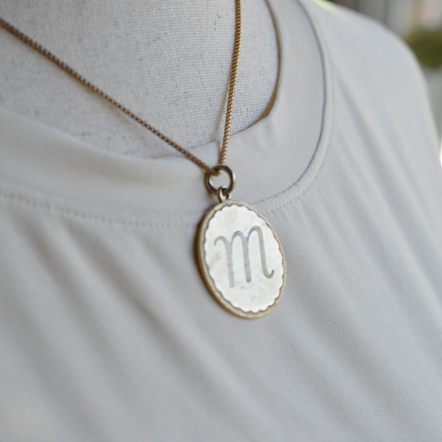 Vintage 1960s Mid-Century "M" Initial Medallion Necklace
