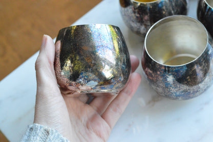 Collection of 5 Vintage Oneida & Wm A Rogers Roly Poly Cups, 1 Gold Wash