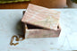 Vintage Pink Marble Jewelry Box, Postmodern Hand Carved 5.1"x4.15" Pakistan
