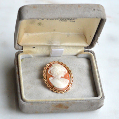Vintage Krementz 14k Gold Overlay Convertible Shell Cameo Brooch Pendant