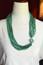 Vintage Multi Strand Green Lucite Bead Victorian Revival 27" Opera Statement Necklace