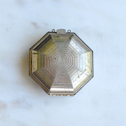 Antique 1928 Richard Hudnut Le Debut Green Compact 2"x2" Mirror & Rouge Block